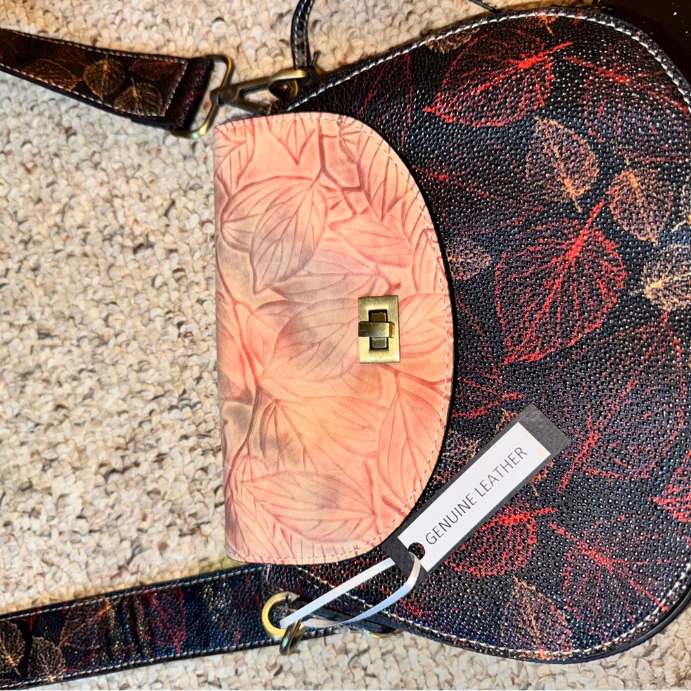 Genuine Leather Women's Bag - Black and Pink